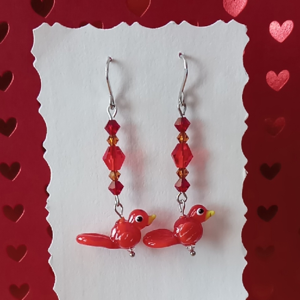 Red Bird Earrings